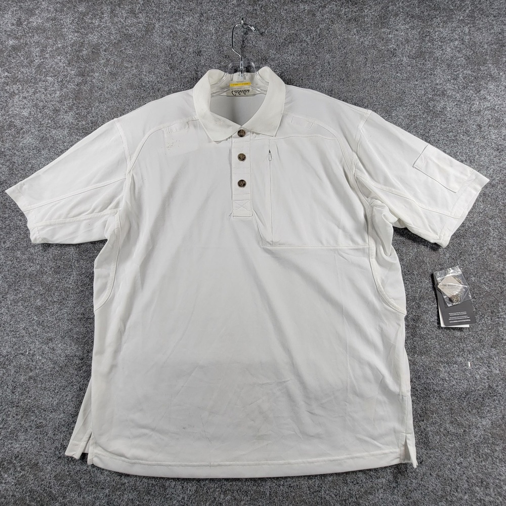 Cabelas Cab Polo Shirt Mens L White Tactical Performance Warm Weather Comfort